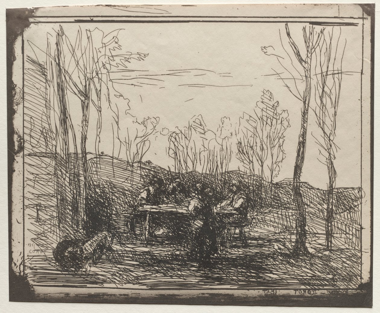 Breakfast in a Glade (original impression 1857, printed in 1921) by Jean Baptiste Camille Corot
