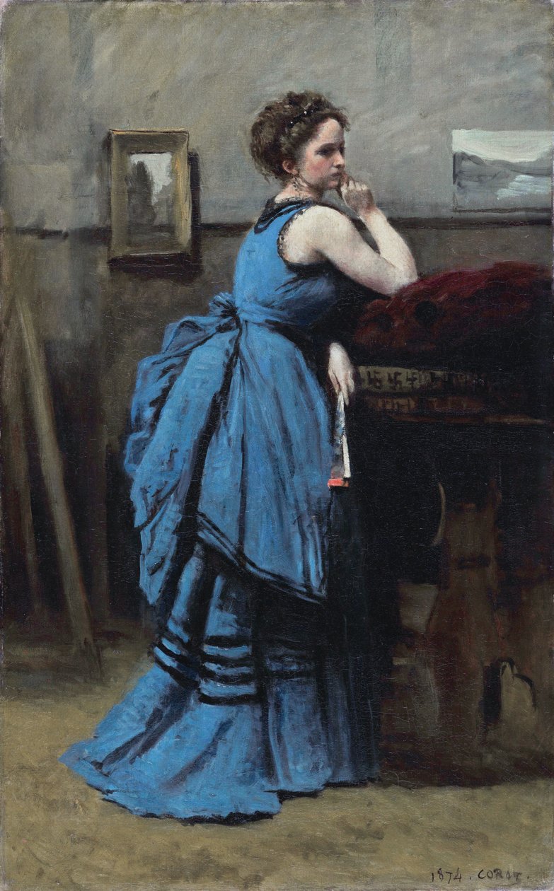 Lady in Blue by Jean Baptiste Camille Corot