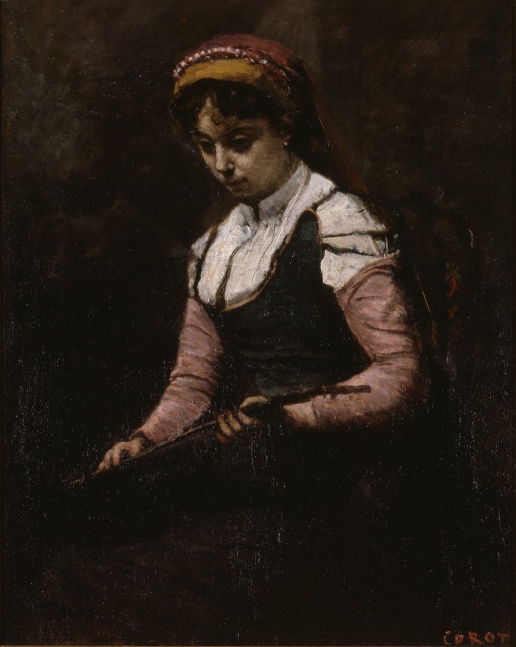 Girl with Mandolin by Jean Baptiste Camille Corot