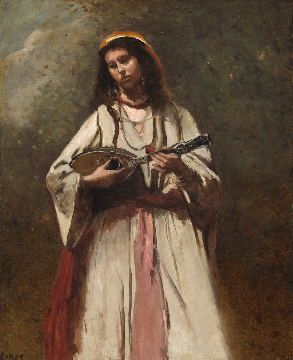 Gypsy Woman with Mandolin by Jean Baptiste Camille Corot