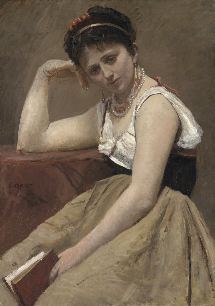 Interrupted Reading by Jean-Baptiste-Camille Corot