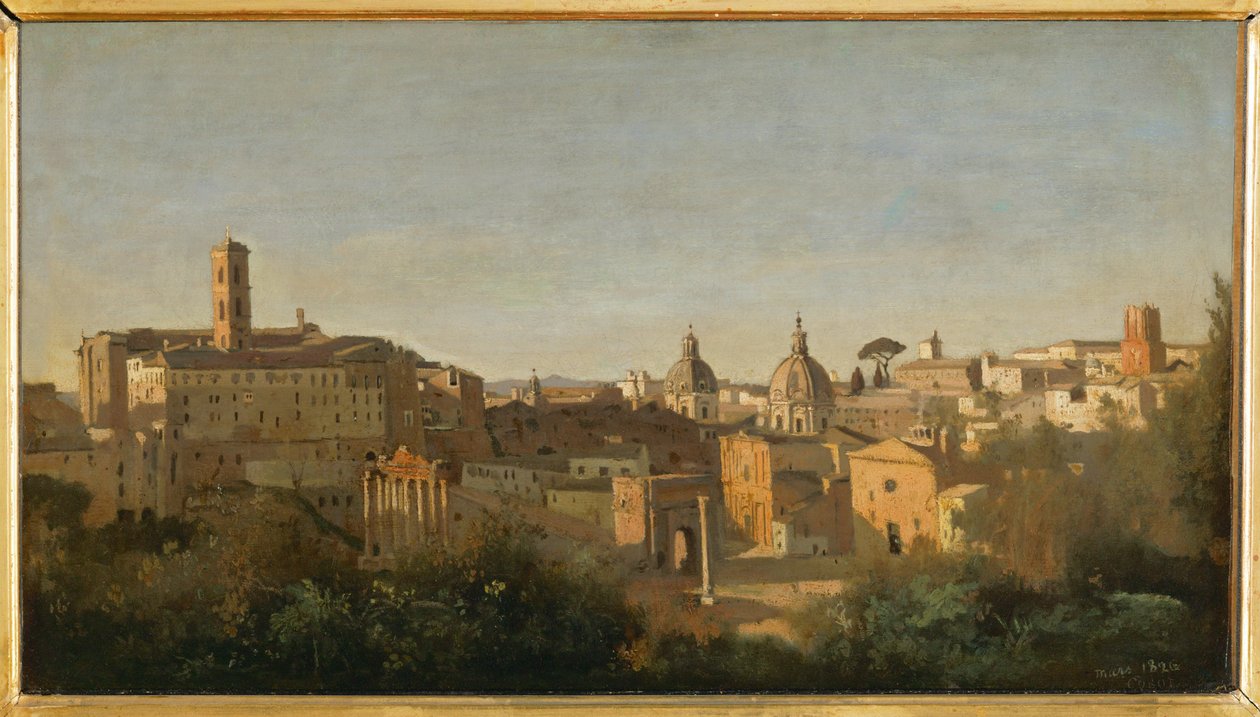 The Forum, view from the Farnese Gardens, Rome by Jean Baptiste Camille Corot