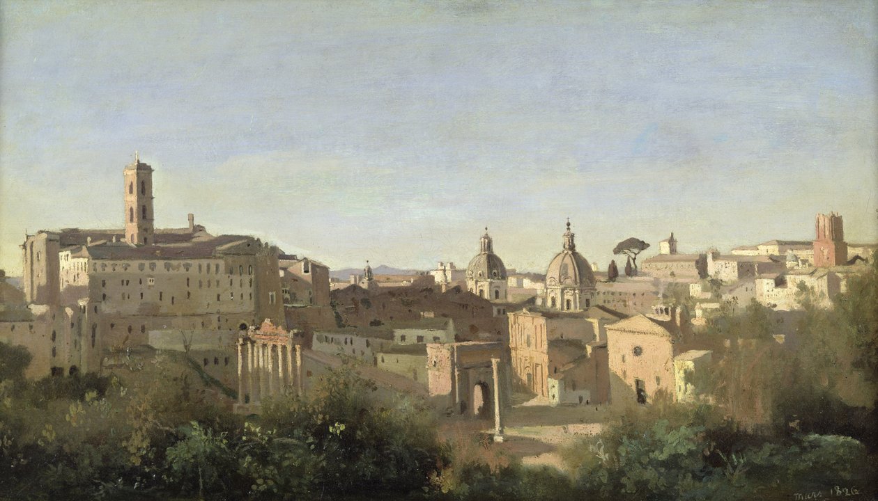 The Forum Seen from the Farnese Gardens, Rome by Jean-Baptiste-Camille Corot