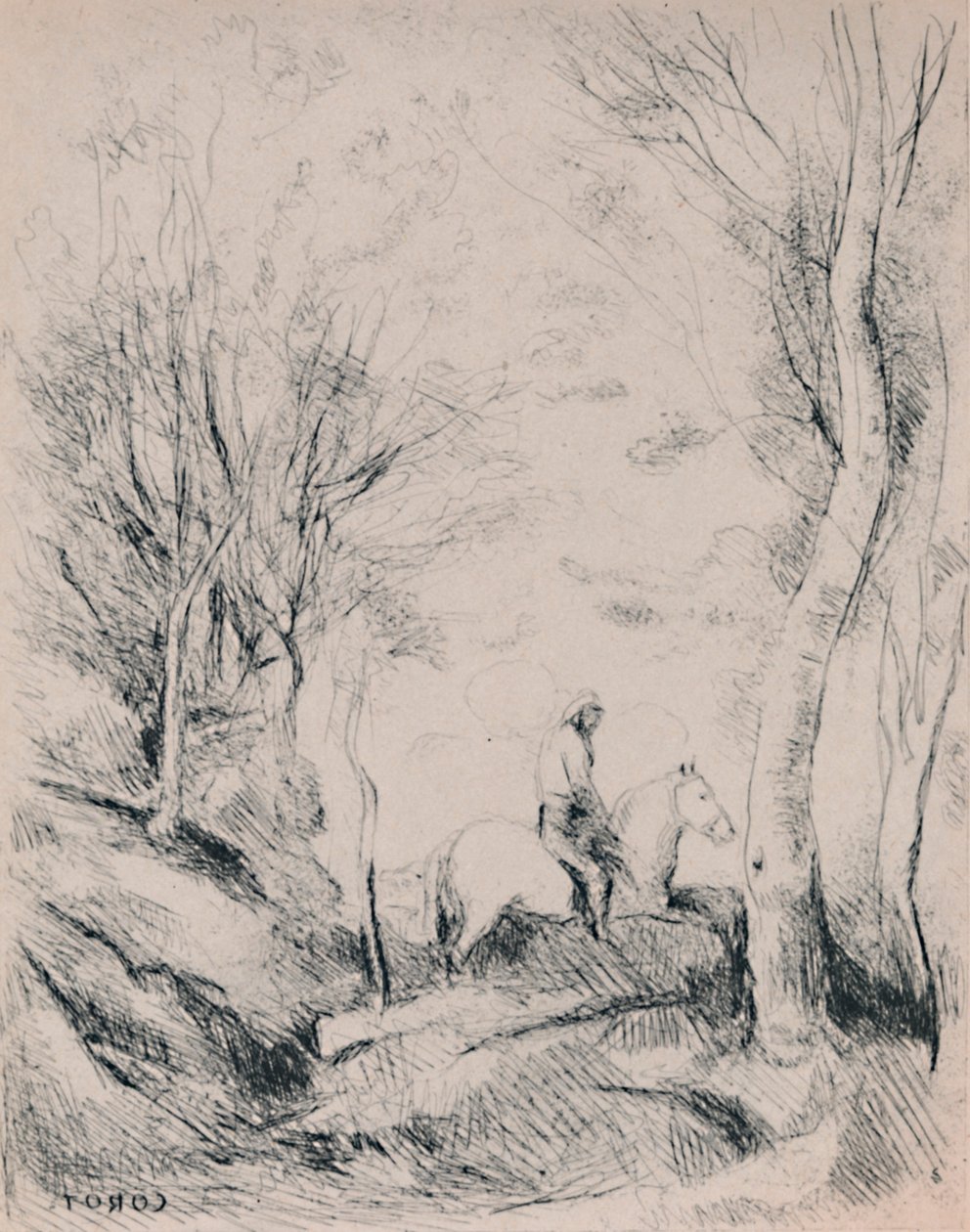 The Horseman in the Wood, c.1854, 1946 by Jean Baptiste Camille Corot