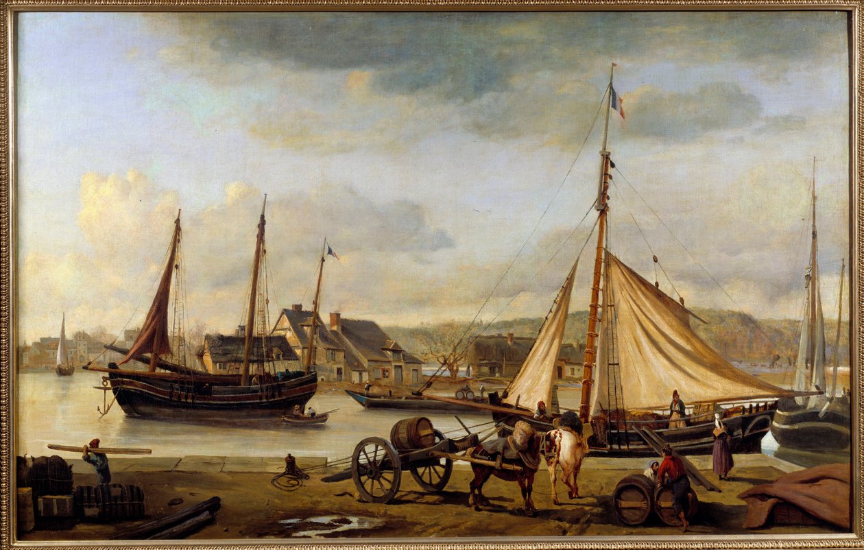 The front port of Rouen in 1834 by Jean Baptiste Camille Corot