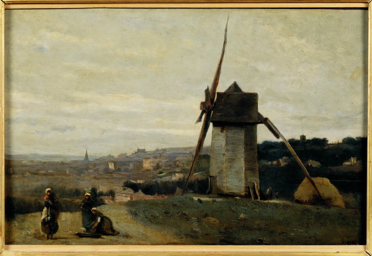 A windmill, Etretat by Jean Baptiste Camille Corot