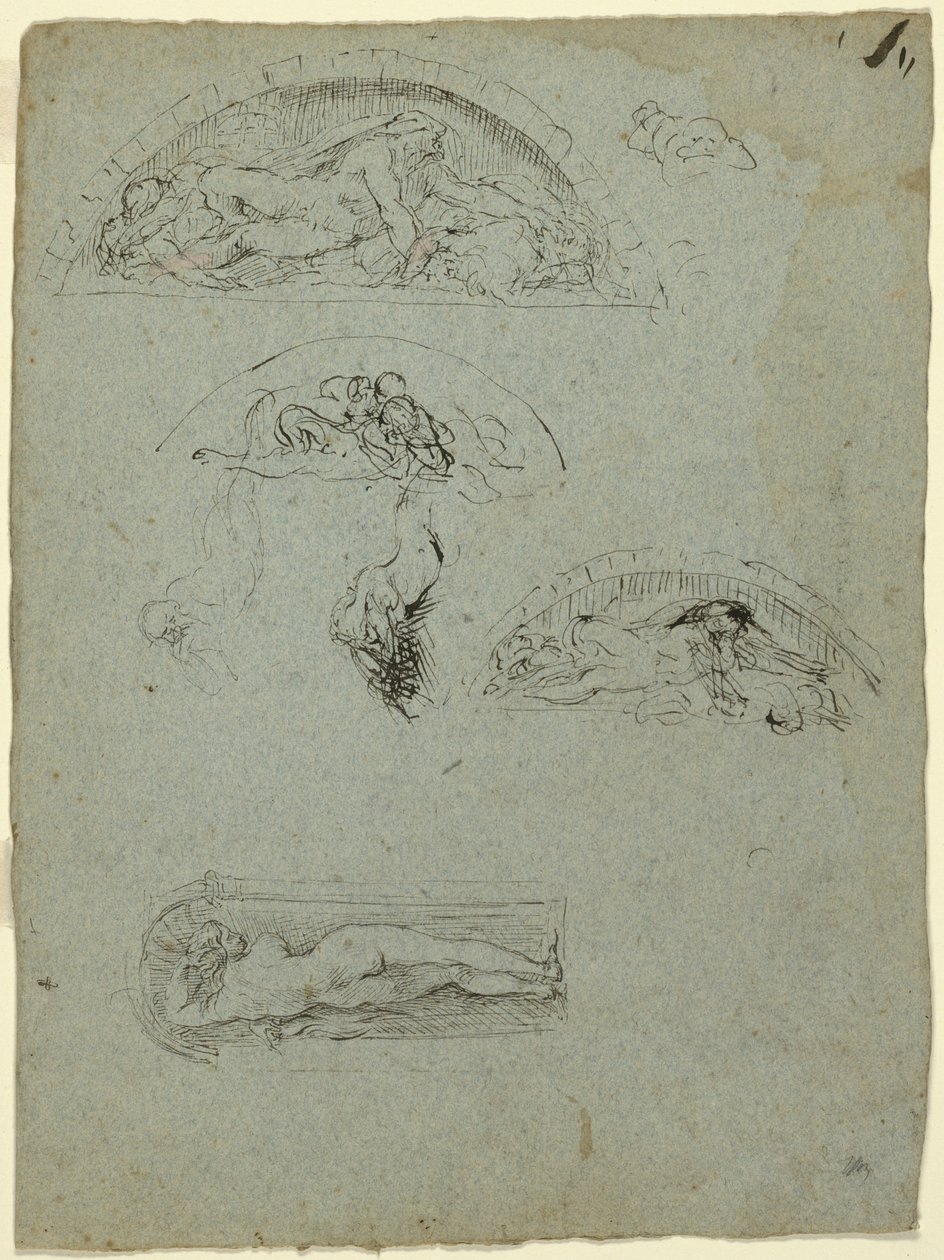 Standing Figure in a Niche and Studies for the Ugolino Group, 1857-58 by Jean Baptiste Carpeaux