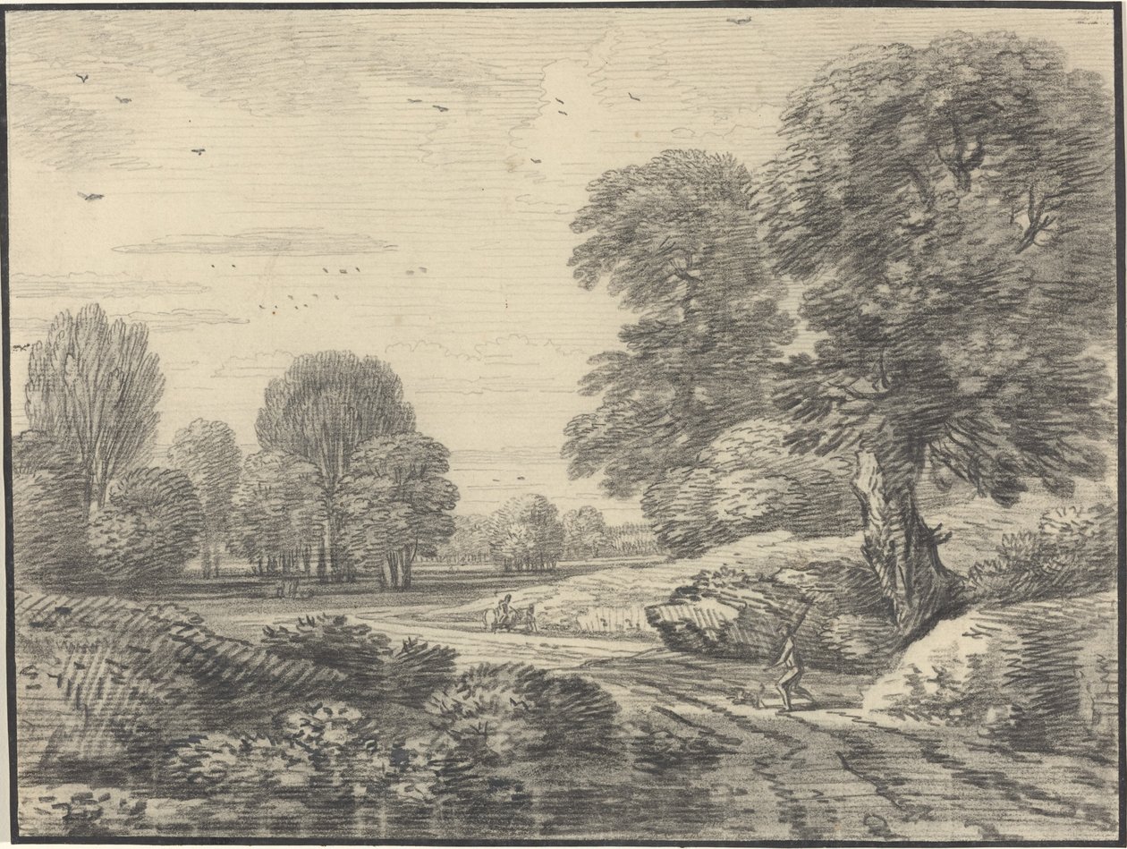 Travelers on a Road in a Wooded Landscape by Jean Baptiste Claude Chatelain