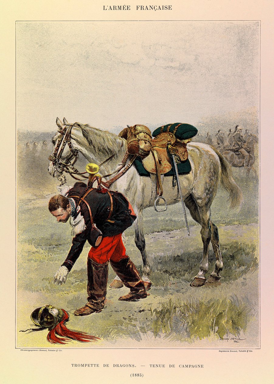 Trumpet of Dragons in Country Dress in 1885 by Jean-Baptiste Edouard Detaille