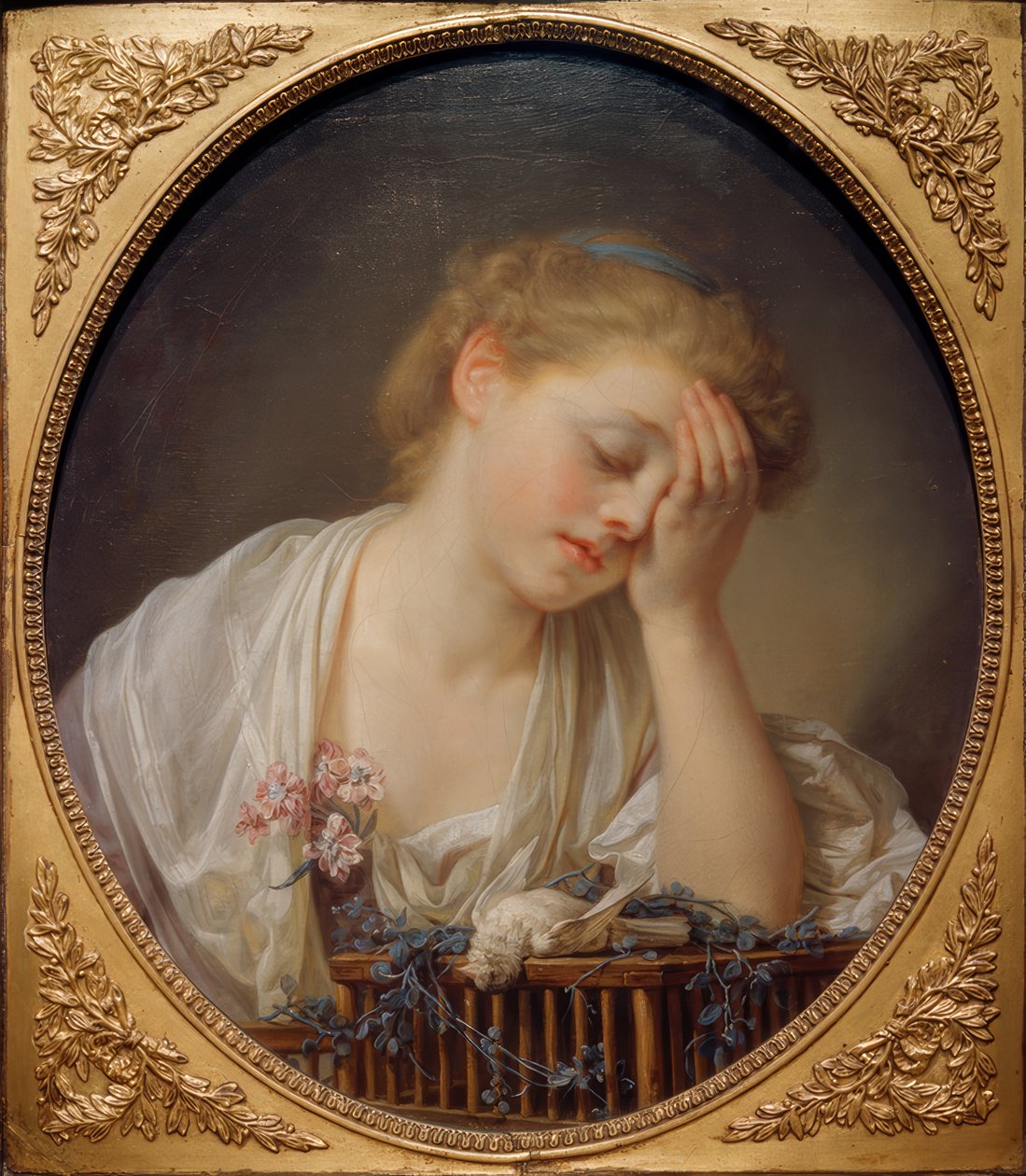 The Young Girl Mourning Her Dead Bird by Jean Baptiste Greuze