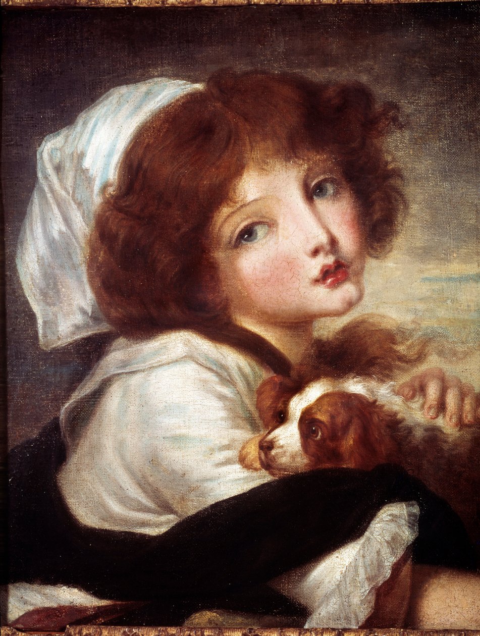 Young Girl with Little Dog by Jean Baptiste Greuze