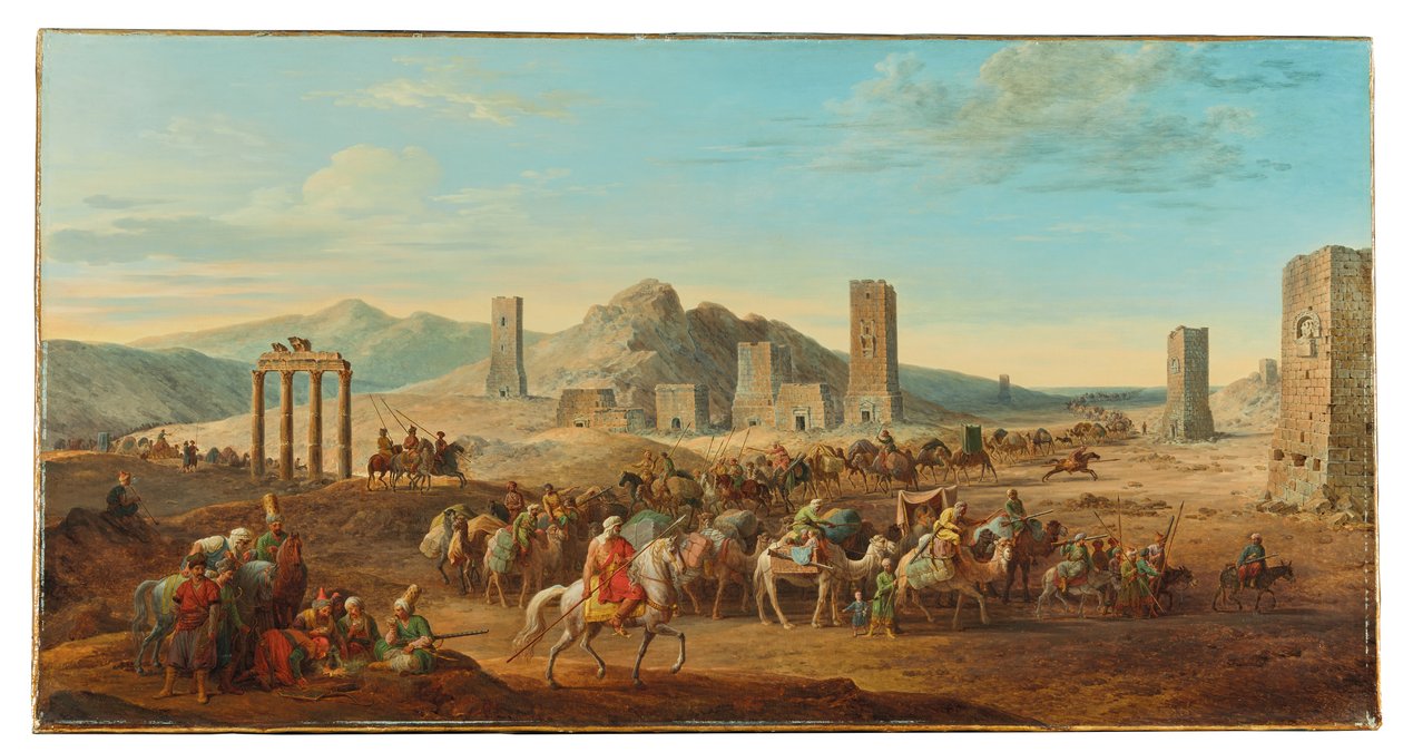 Two Caravans at the Entrance to the Valley Leading to Palmyra by Jean Baptiste Hilair