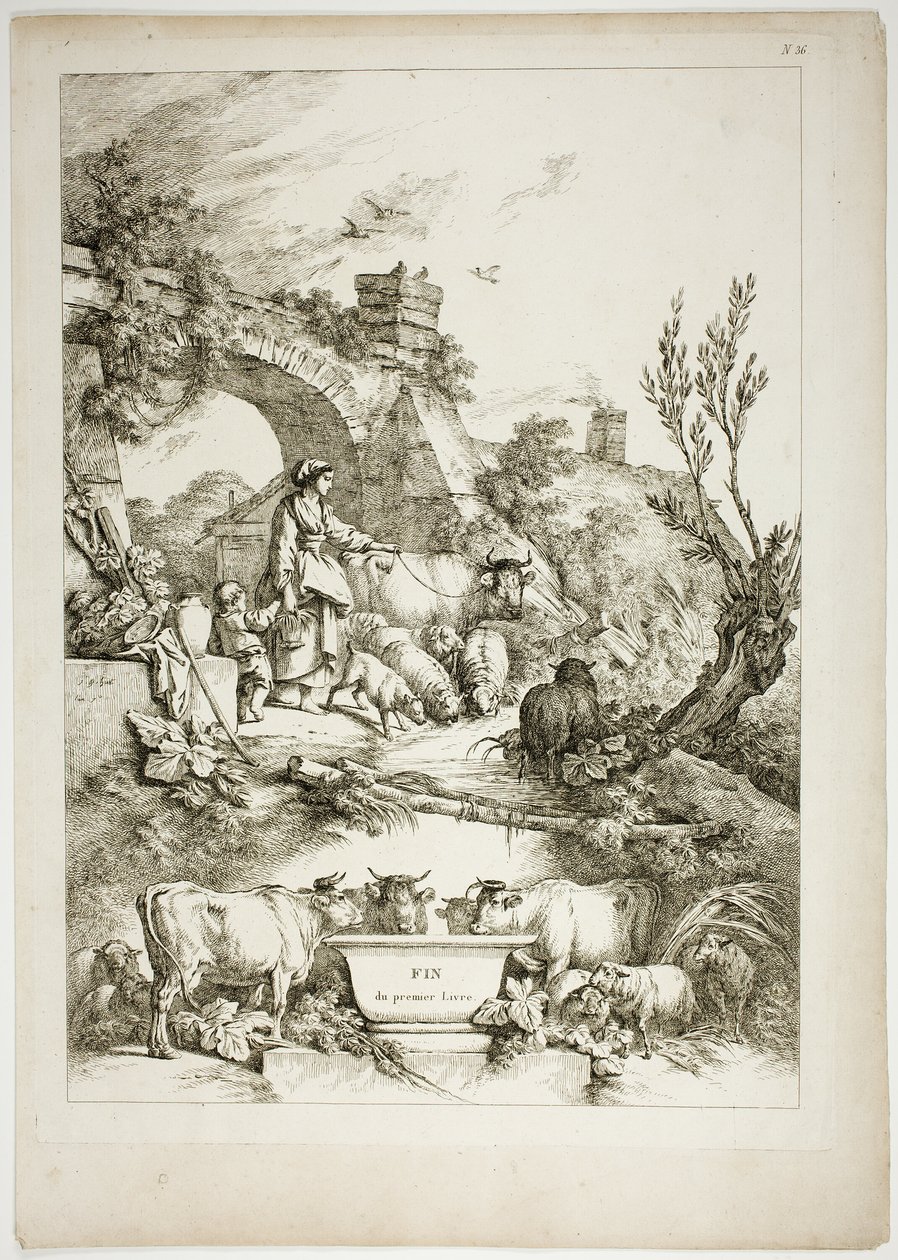 Plate 36 of 38 from Oeuvres de J. B. Huet by Jean-Baptiste Huet