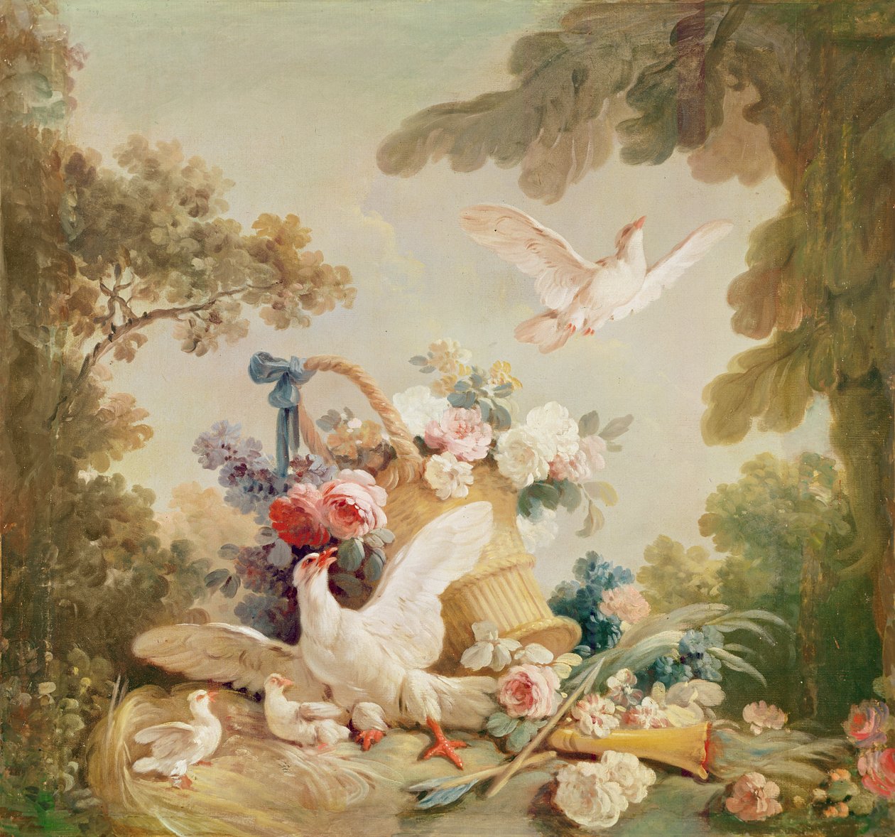 Salon of the Print-maker Gilles Demarteau, above the door: columns, a basket of roses and a torch by Jean Baptiste Huet