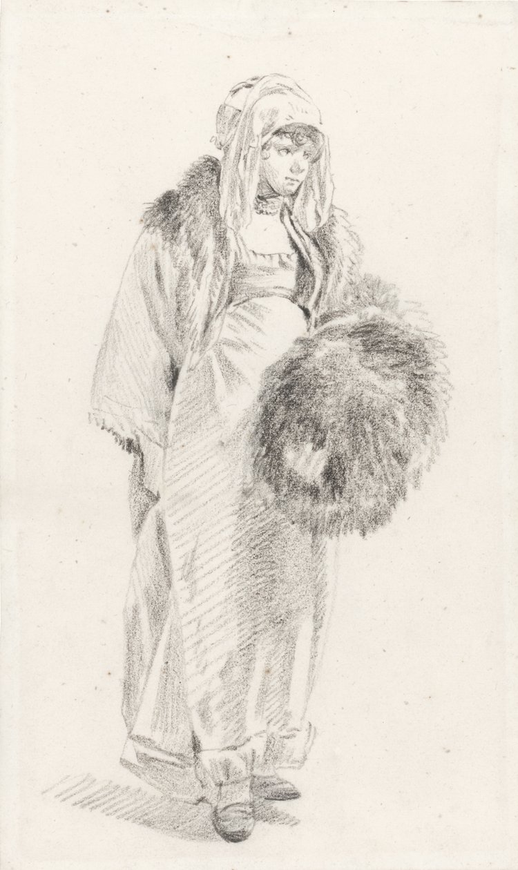 Russian woman with a fur muff by Jean-Baptiste Le Prince