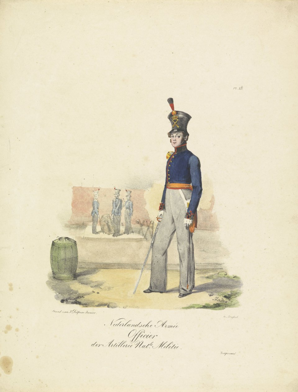 Artillery Officer, 1820-1825 (series title: Military Costumes of the Kingdom of the Netherlands) by Jean-Baptiste Madou