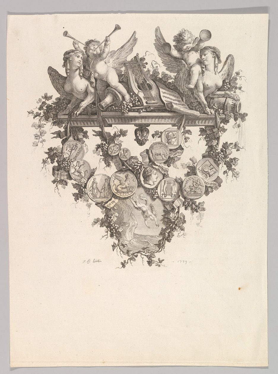 Vignette with Sphinxes and Putti, 1779 by Jean Baptiste Marie Huet