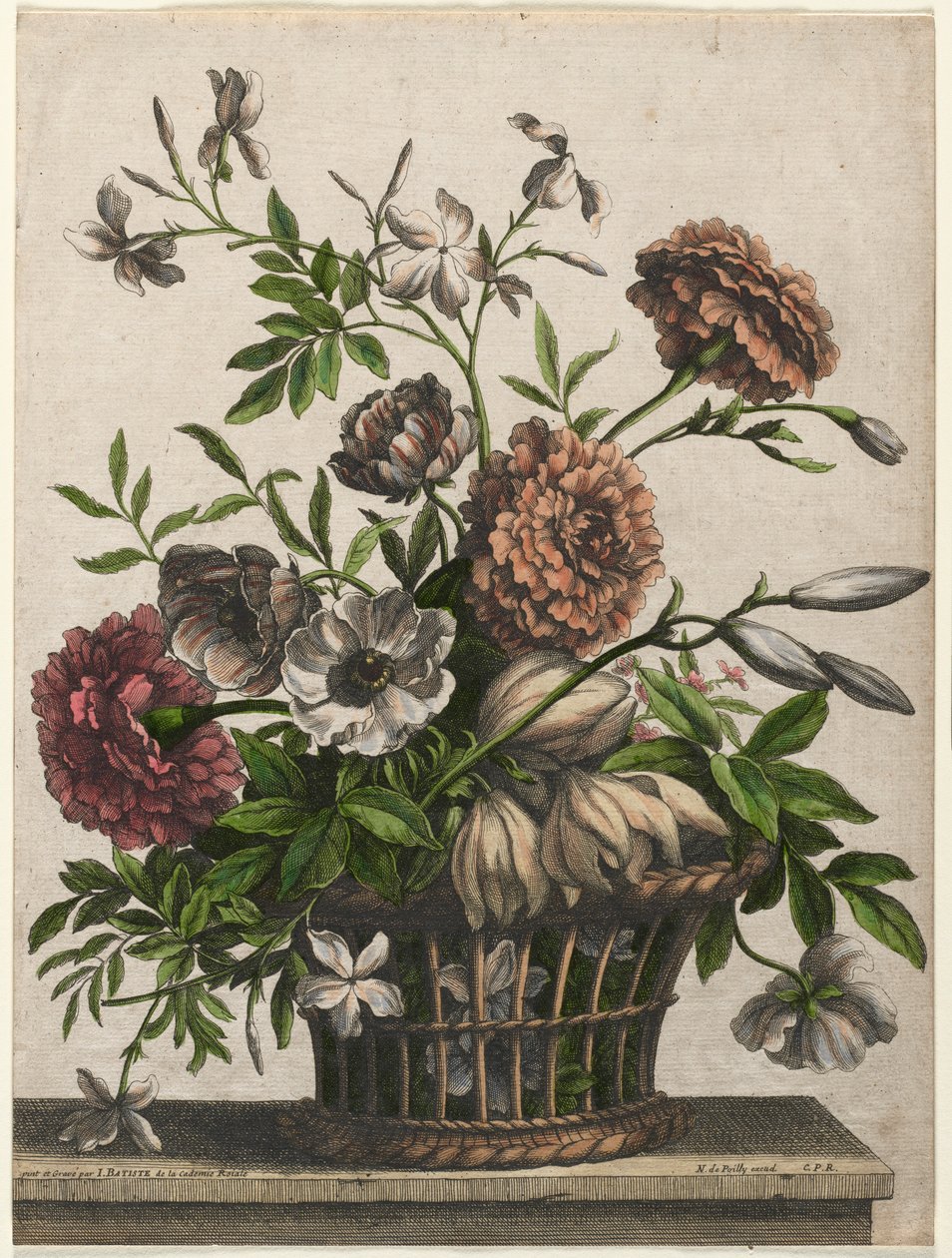 Marigolds, single Anemone, Jasmine by Jean Baptiste Monnoyer I
