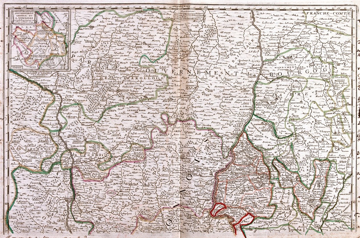 Map of Burgundy (France) by Jean Baptiste Nolin