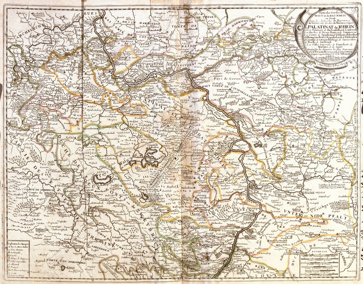 Map of Rhineland-Palatinate and part of Bavaria (Engraving) by Jean Baptiste Nolin