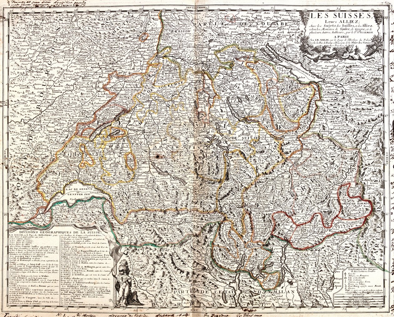 Map of Switzerland by Jean Baptiste Nolin