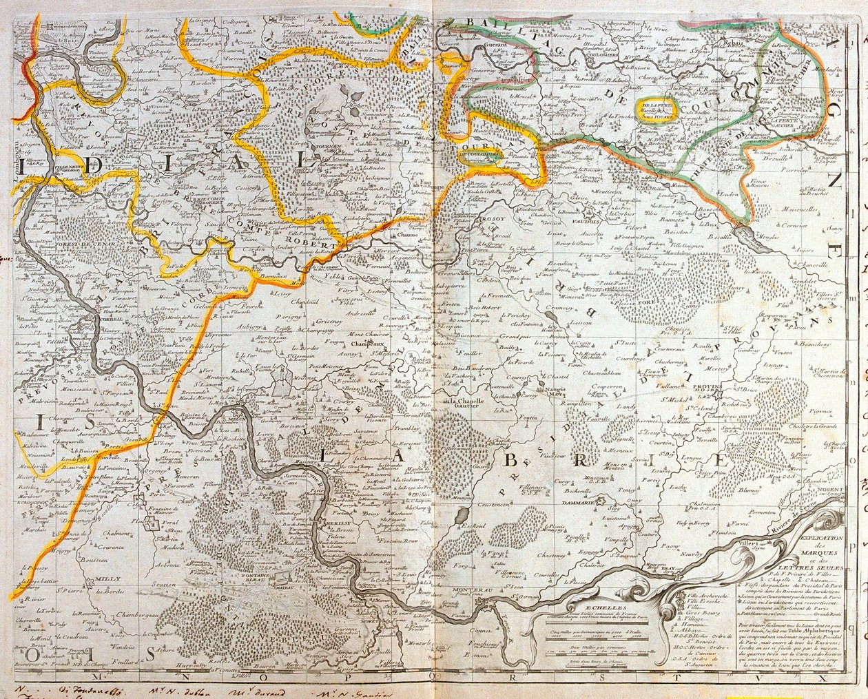 Map of the East of Ile de France by Jean Baptiste Nolin