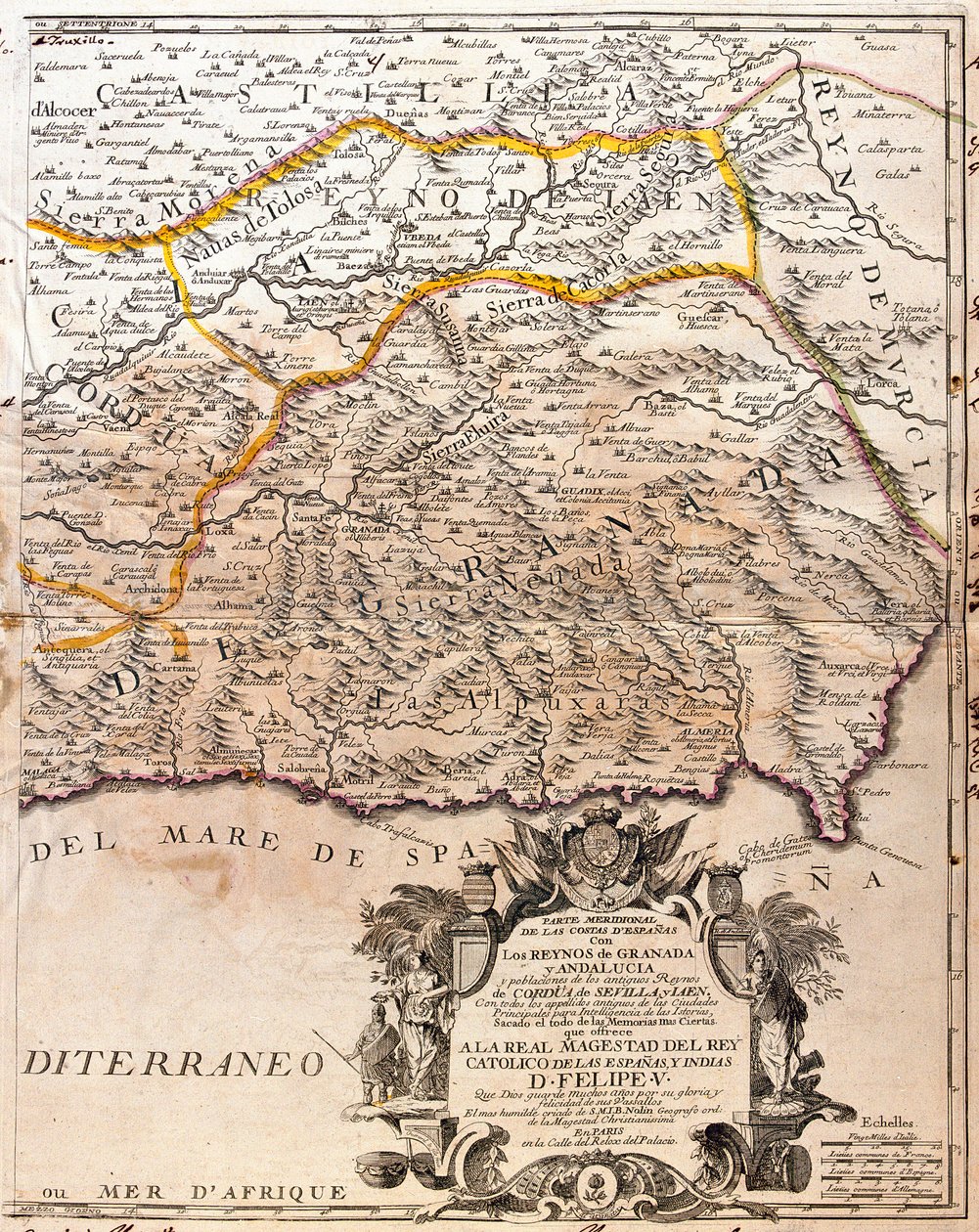 Map of the Granada Province (Spain) by Jean Baptiste Nolin