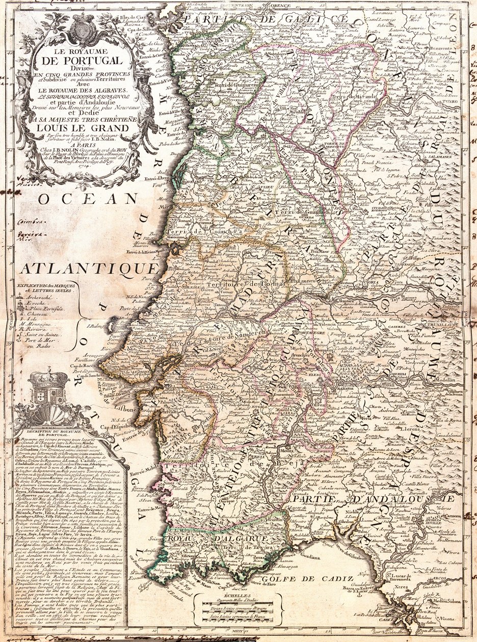 Map of the Kingdom of Portugal by Jean Baptiste Nolin