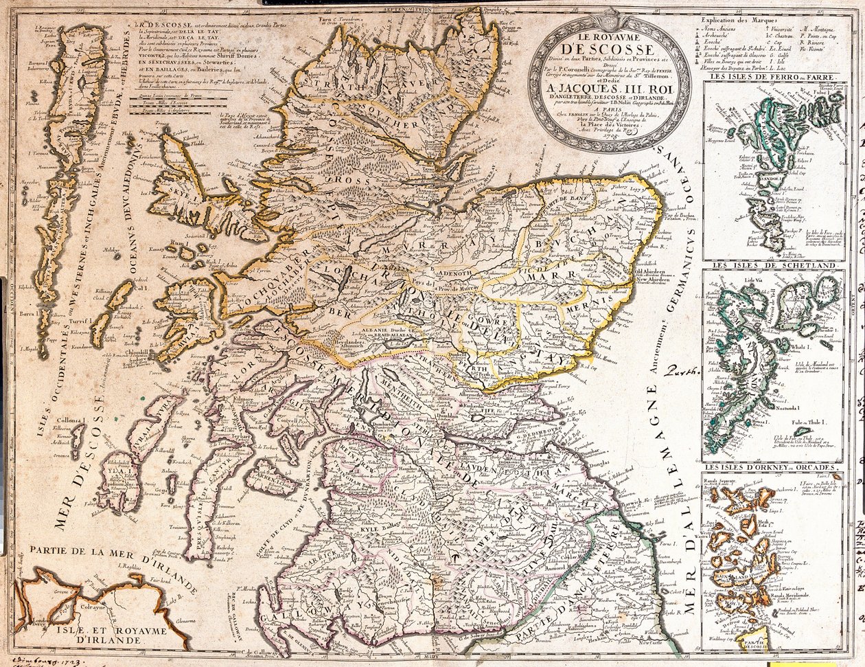 Map of the Kingdom of Scotland, under the Reign of James II by Jean Baptiste Nolin