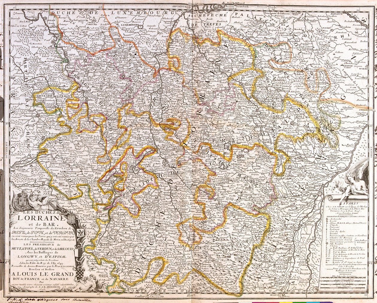 Map of the Province of Lorraine (France) (engraving) by Jean Baptiste Nolin