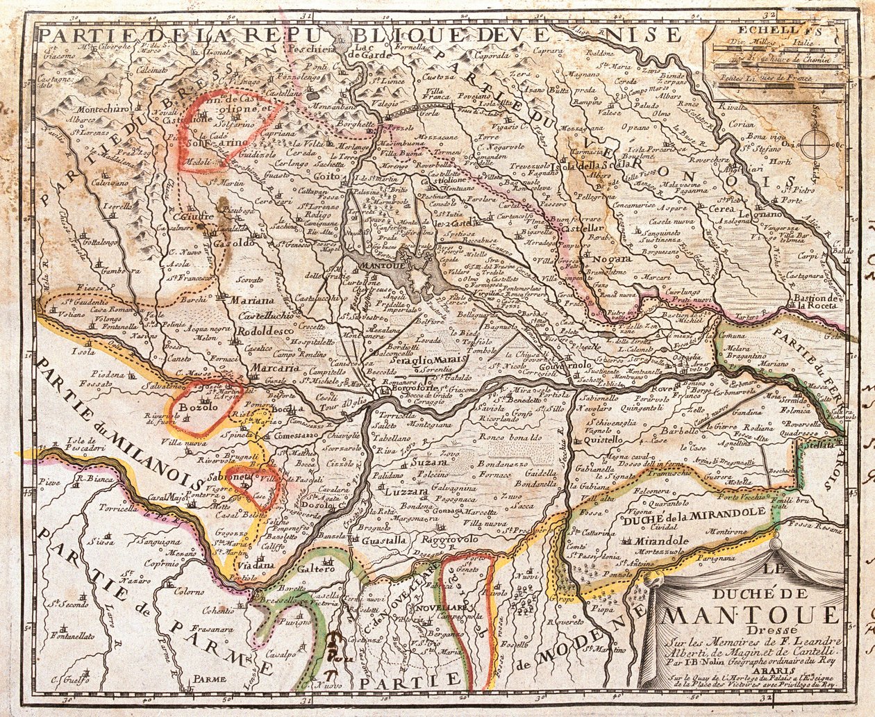 Map of the province of Mantova (Italy) by Jean Baptiste Nolin
