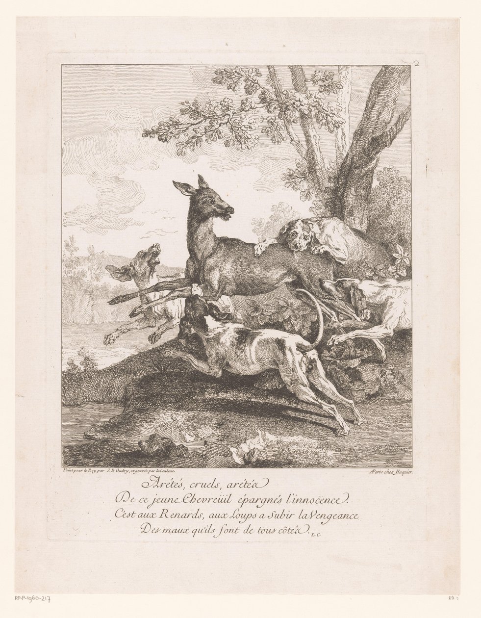 Deer Attacked by Hunting Dogs (Hunting Scenes) by Jean Baptiste Oudry