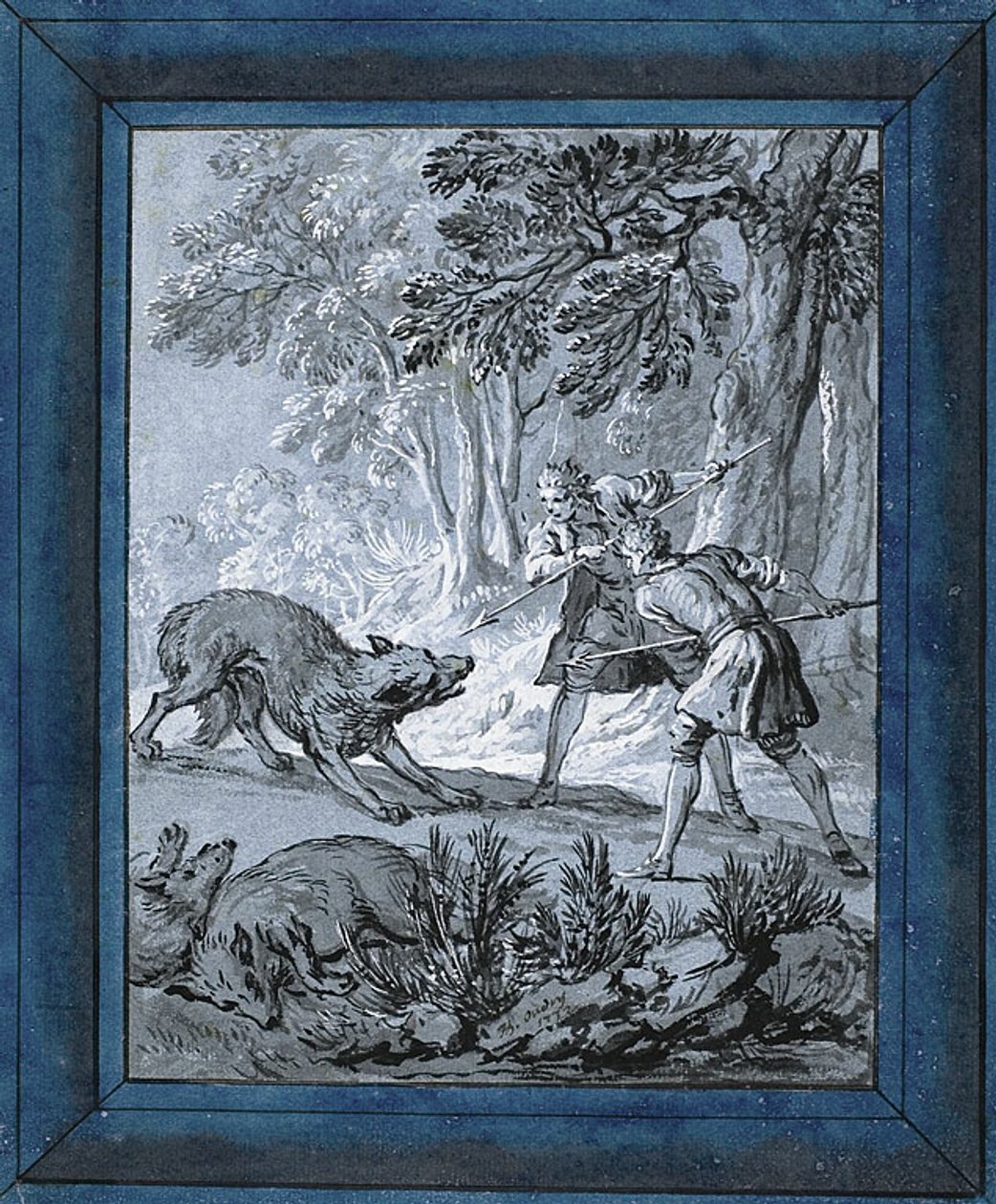 Men Attacking Wolves ("Rien de Trop III") by Jean Baptiste Oudry