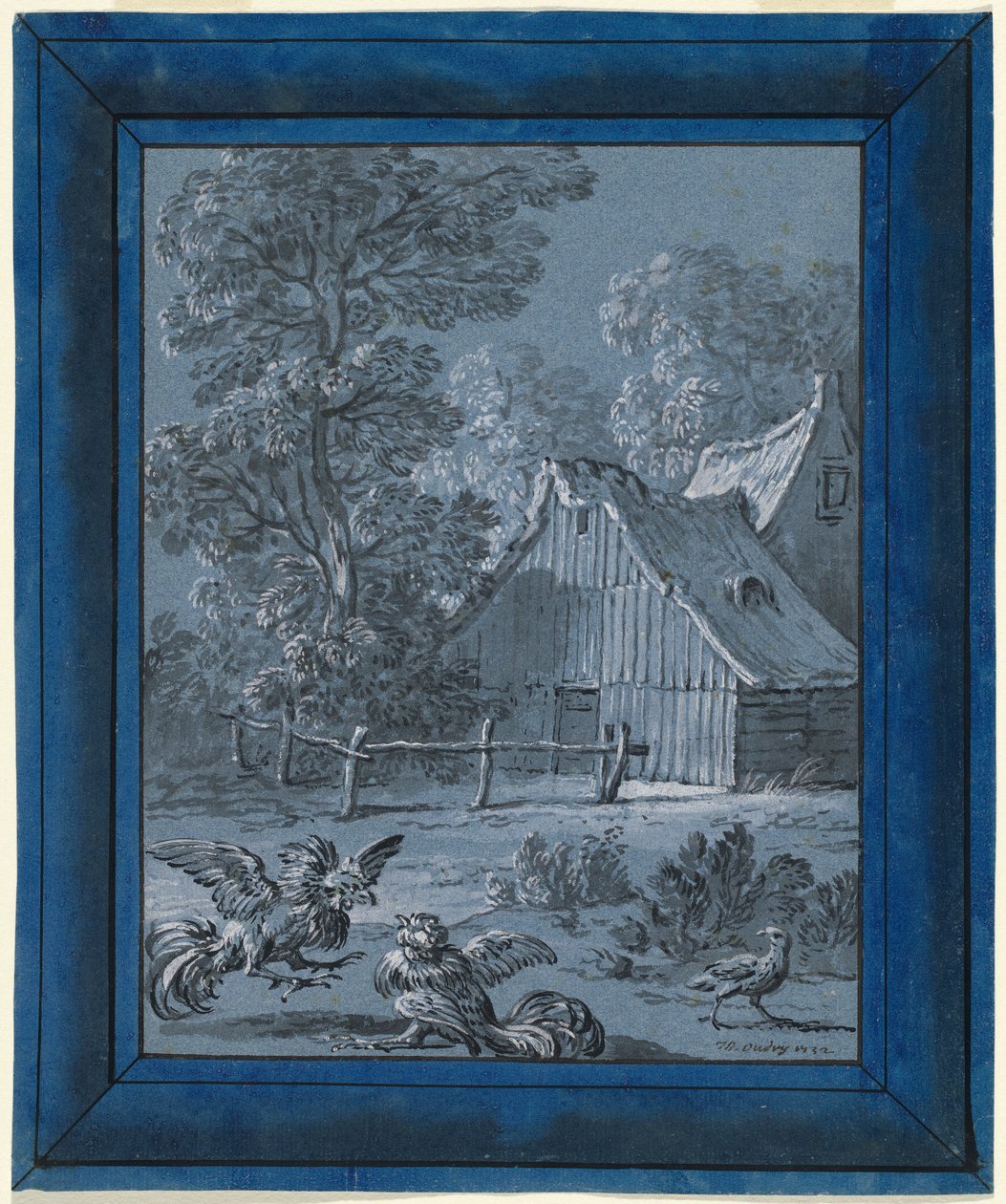 The Partridge and the Cocks by Jean Baptiste Oudry