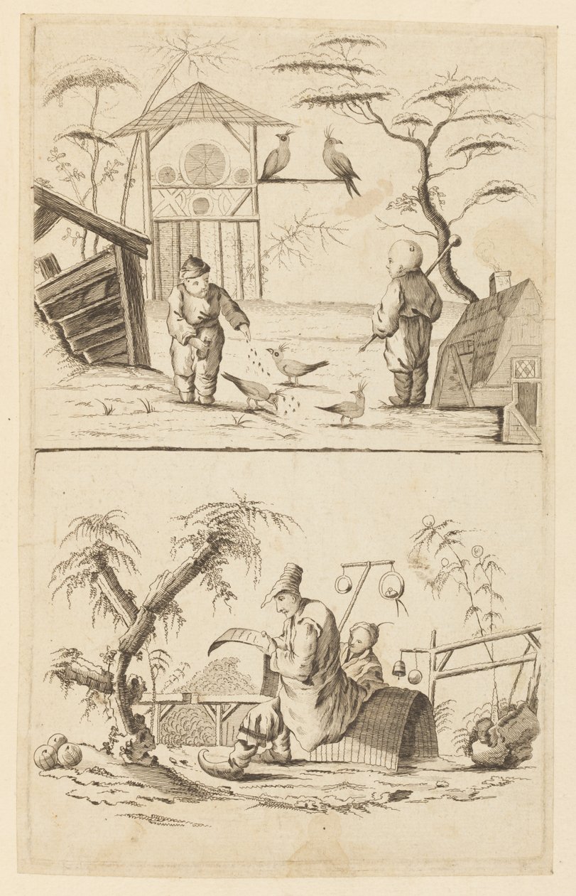 Two Chinese Scenes by Jean Baptiste Pillement