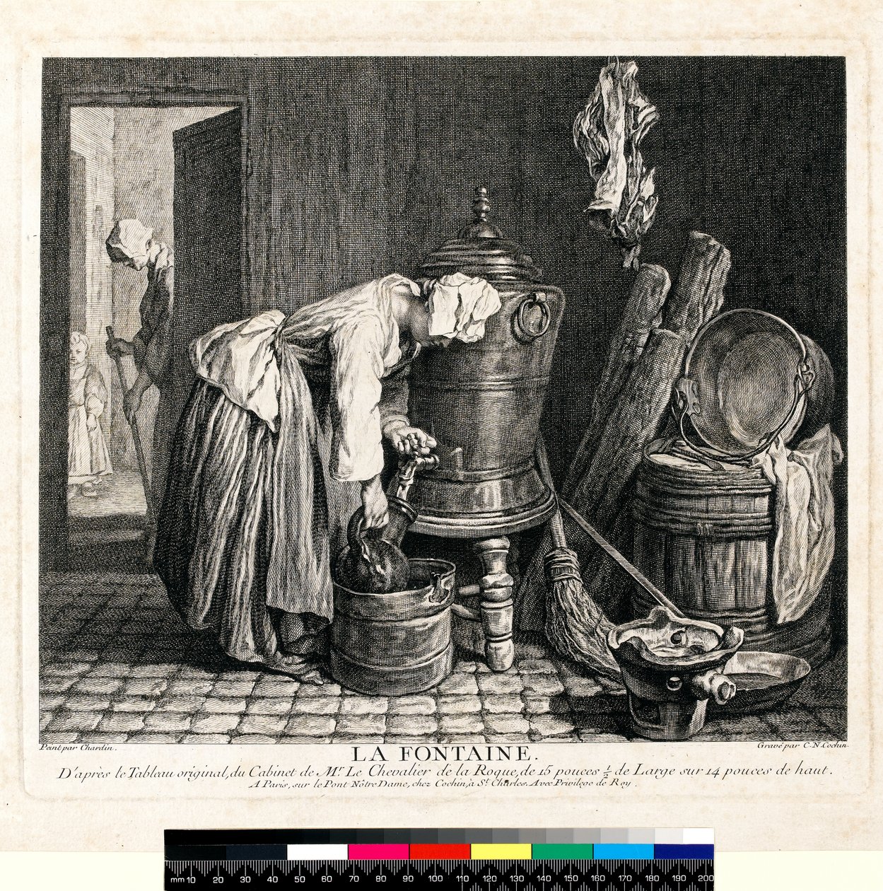 La Fontaine, Engraved by Charles Nicolas Cochin I (1739) by Jean Baptiste Simeon (after) Chardin
