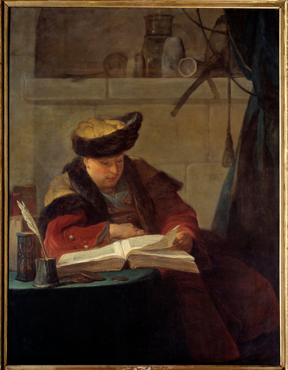 A Chemist in His Laboratory or a Philosopher Occupies His Reading. Portrait of Jacques Andre Joseph Ave by Jean-Baptiste Simeon Chardin