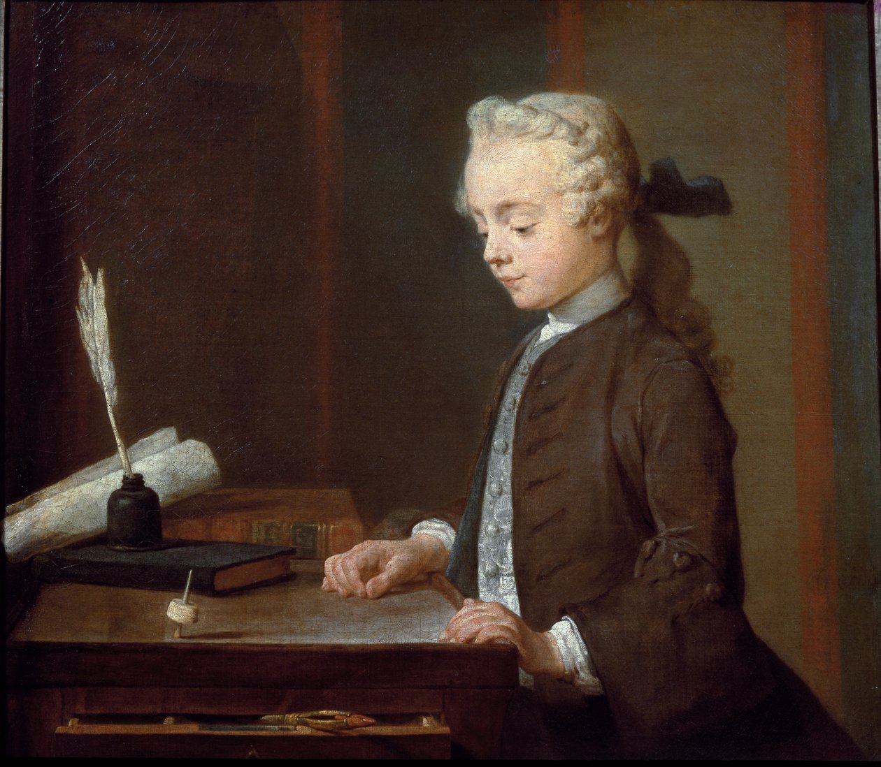 Boy with a Spinning-Top by Jean Baptiste Simeon Chardin