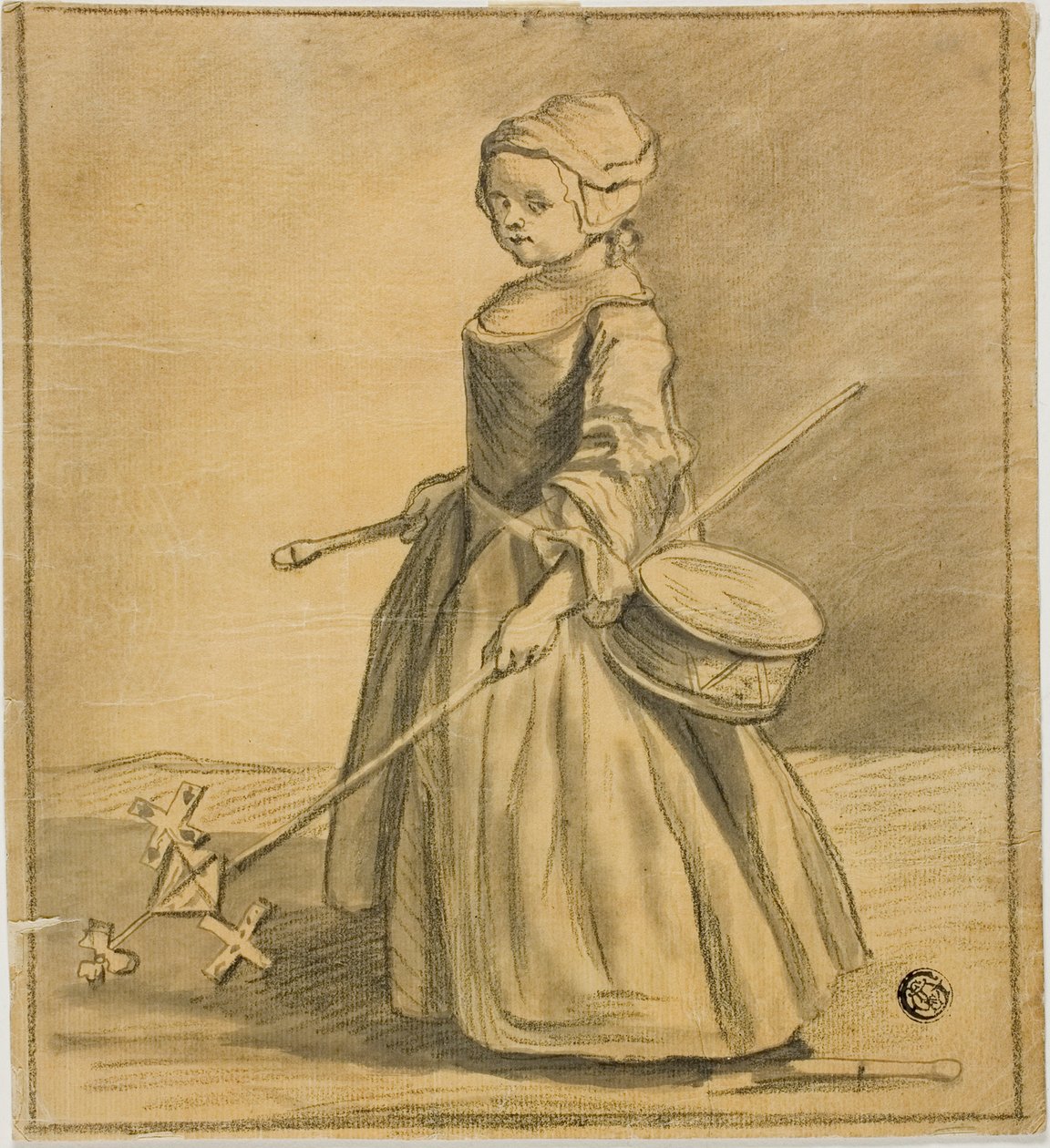 Girl Playing with Drum by Jean Baptiste Simeon Chardin