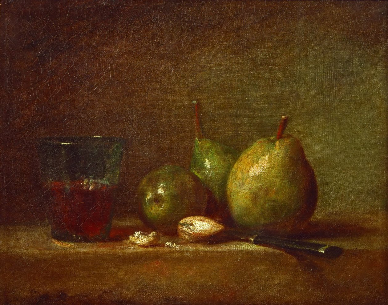 Pears, Walnuts and Glass of Wine by Jean-Baptiste Simeon Chardin