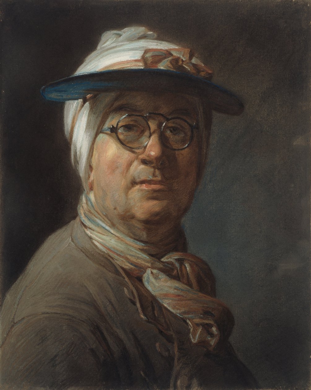 Self-Portrait with a Visor by Jean-Baptiste Simeon Chardin