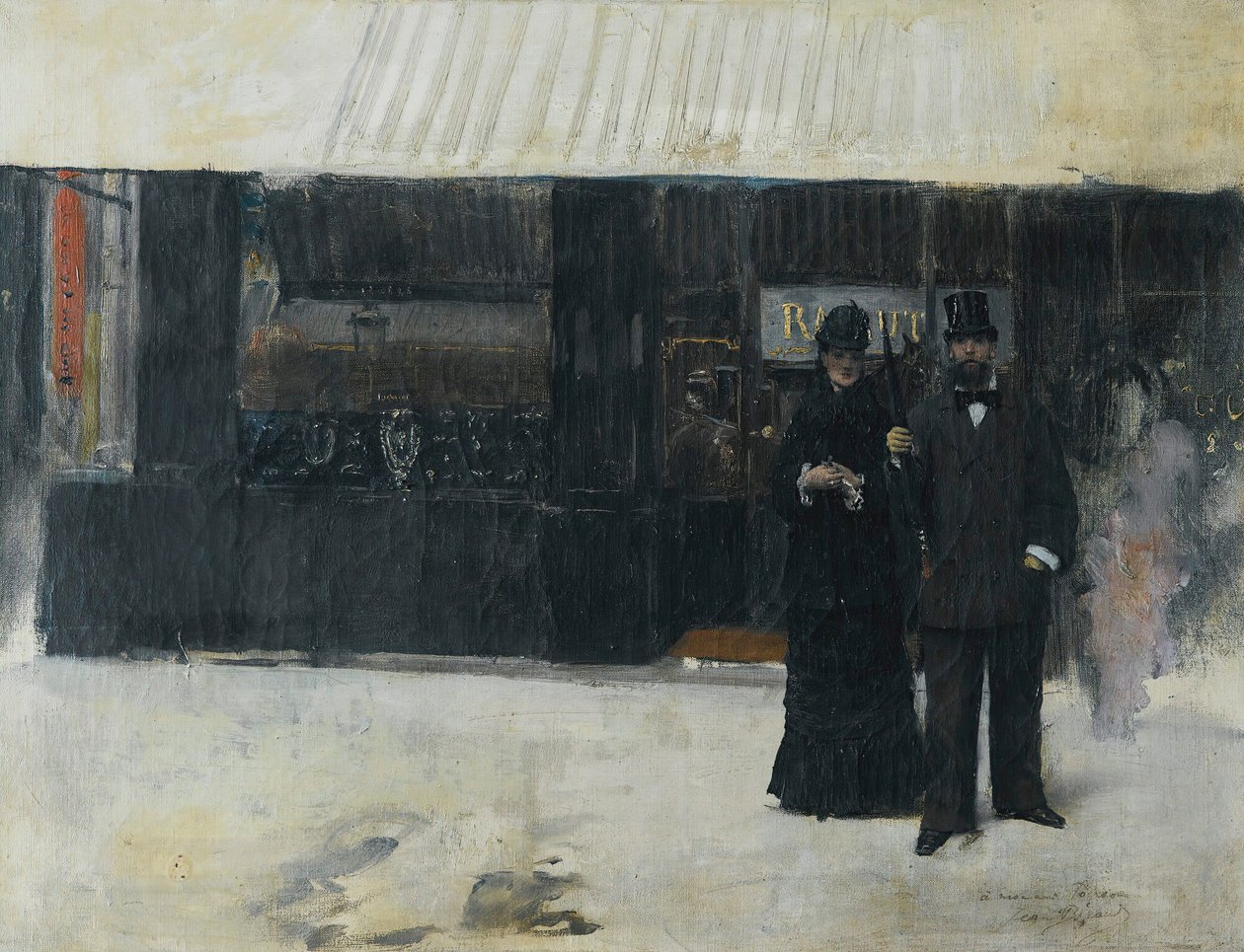Couple in front of a jewellery shop by Jean Beraud