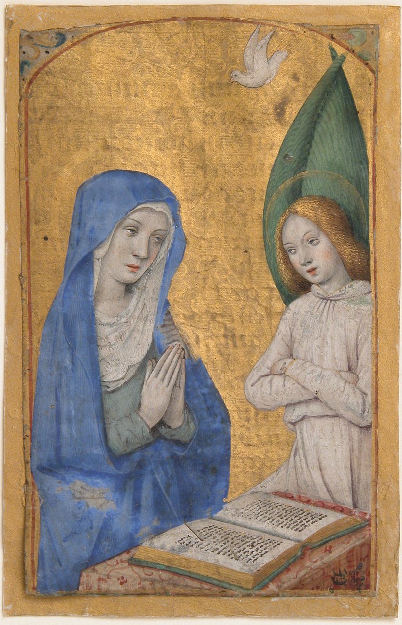 Manuscript Leaf with the Annunciation from a Book of Hours by Jean Bourdichon