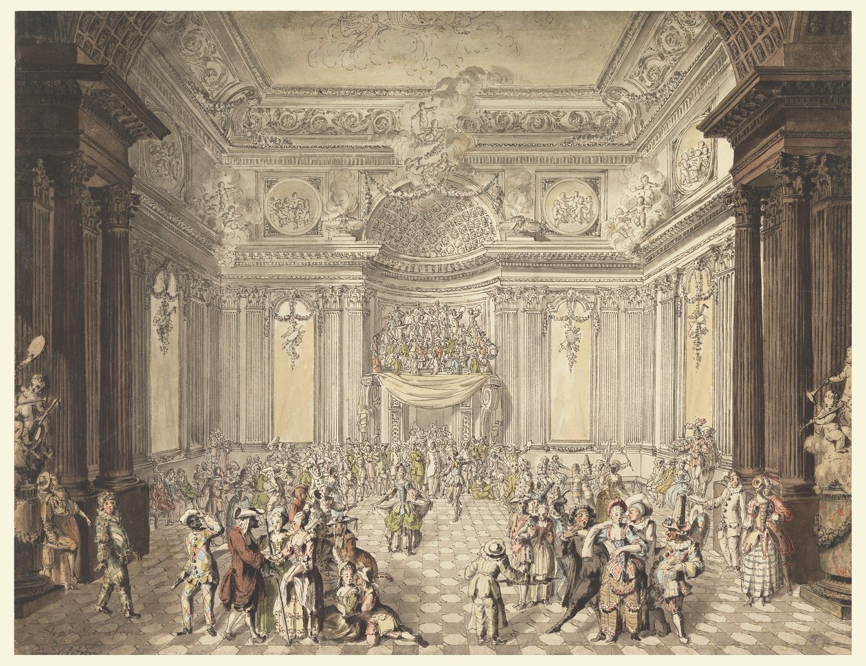 View of Masquerade Ball, 1770–80 by Jean Charles Delafosse