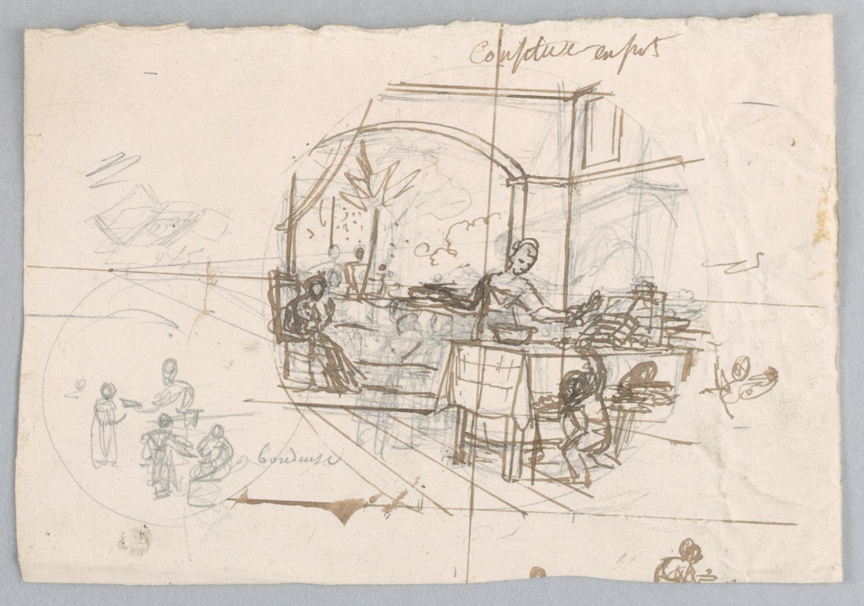 Design for a Painted Porcelain Plate, Confiture en Pot (Potted Jam) for the Dessert Service by Jean Charles Develly