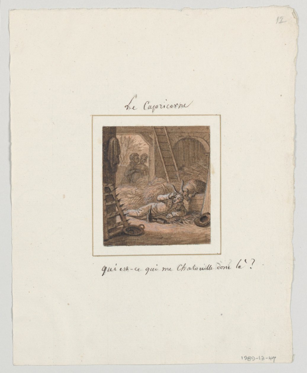 Design for a Painted Porcelain Plate, Capricorn from the Farcical Zodiac Service by Jean Charles Develly