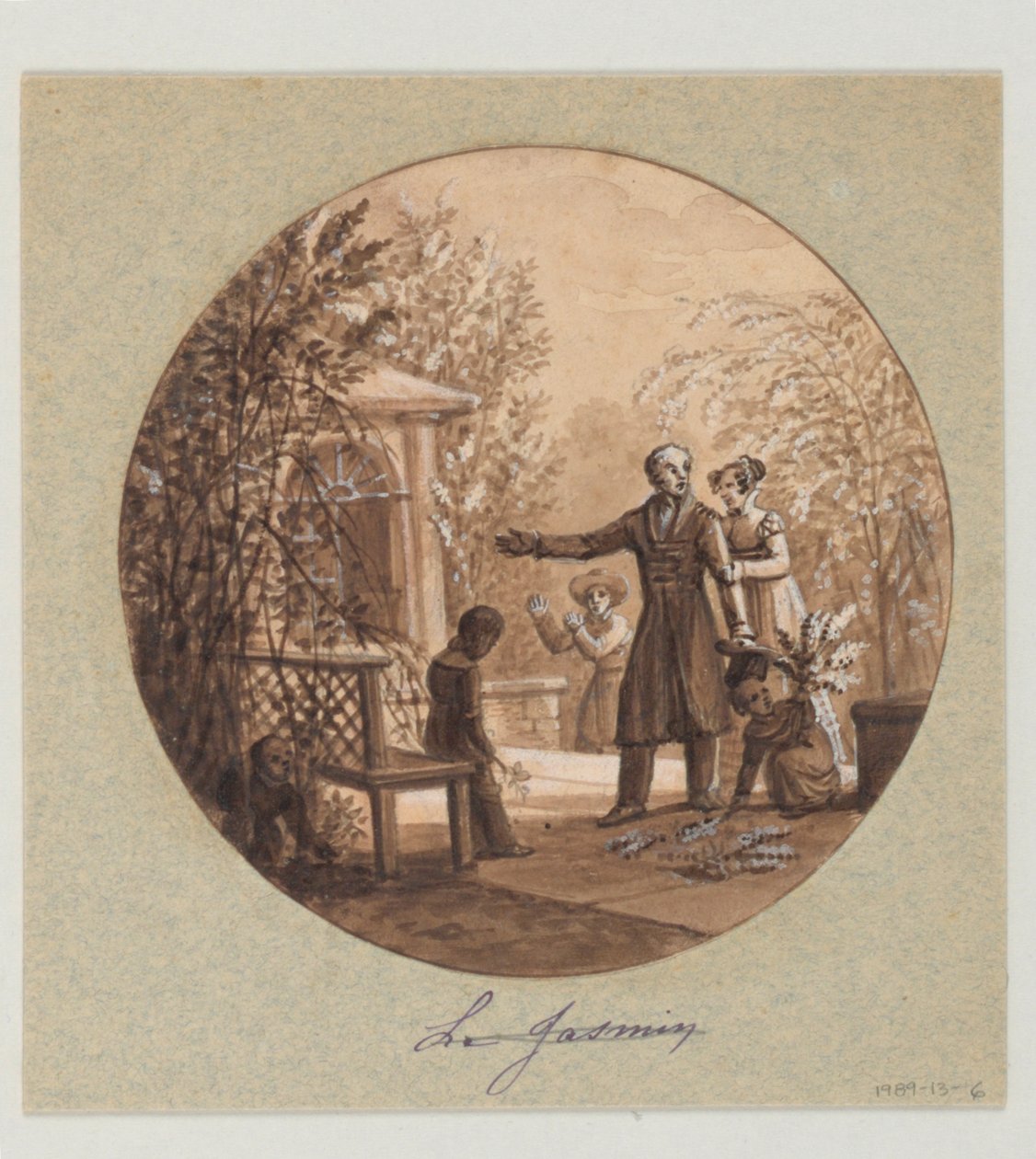 Design for a Painted Porcelain Plate, Le Jasmin from the Service de la Culture des Fleurs by Jean Charles Develly