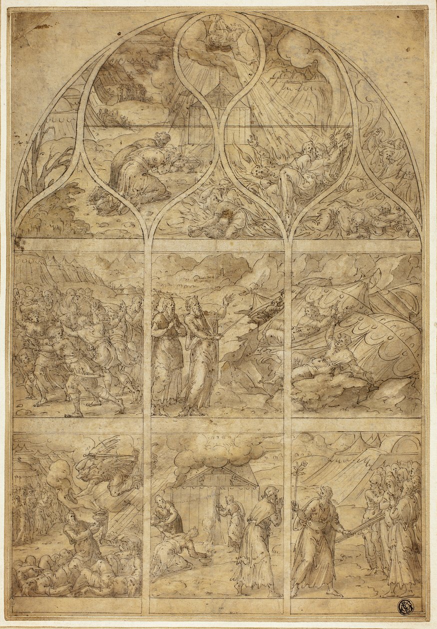 Design for a Stained Glass Window with the Story of Aaron by Jean Cousin the Younger