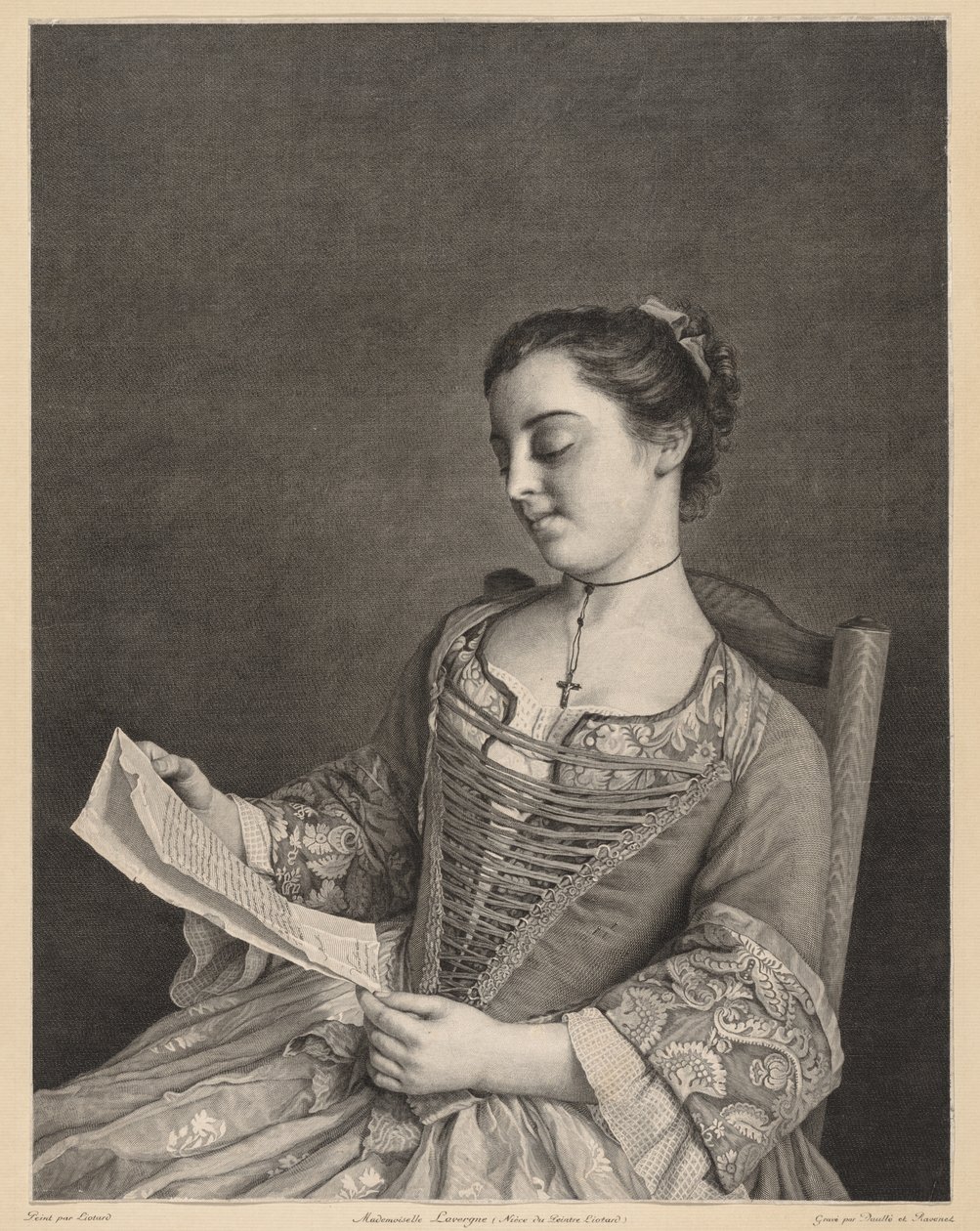 Mademoiselle Lavergne Reading by Jean Daullé