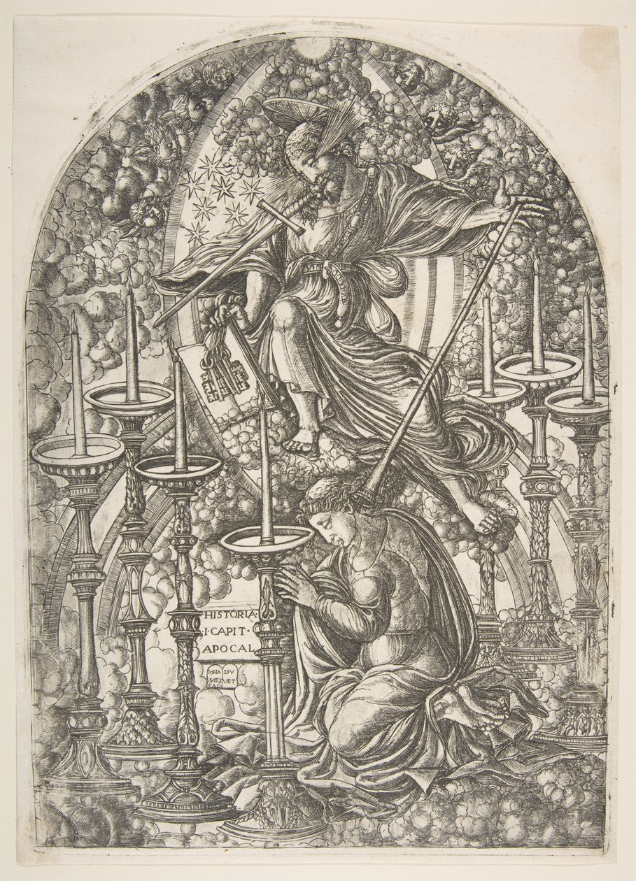 Saint John Sees Seven Gold Candlesticks, from the Apocalypse by Jean Duvet